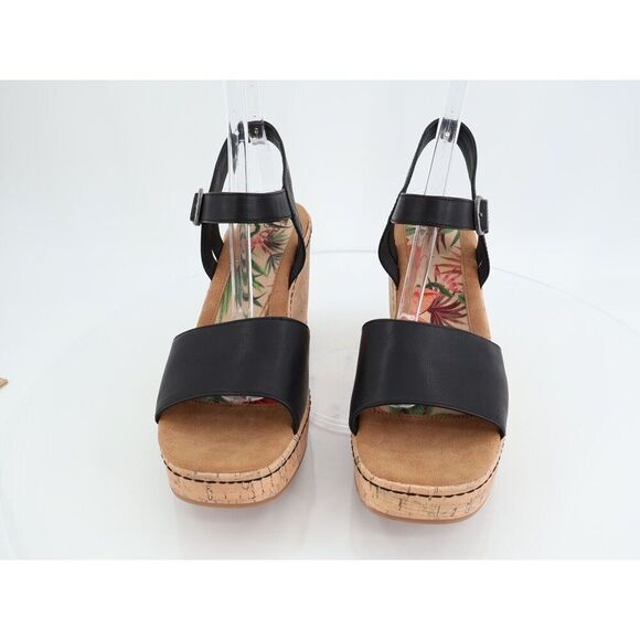 Born BOC Corrie Platform Wedge Sandals Womens Size 11 M Black Vegan Buckle Shoes - Picture 3 of 11